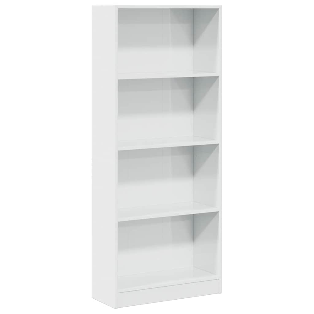 Βιβλιοθήκη Γυαλιστερό Λευκό 60x24x143 εκ. Επεξεργασμένο Ξύλο - Pakobazaar