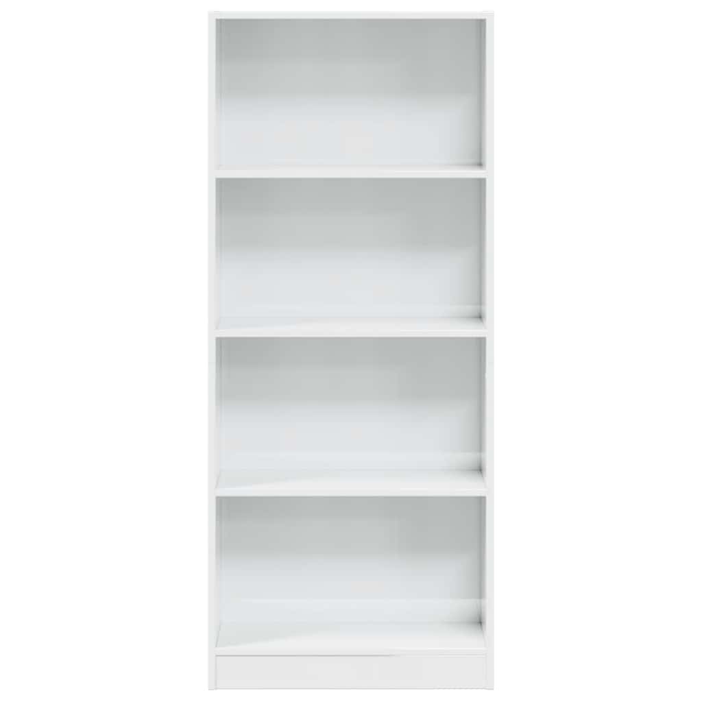 Βιβλιοθήκη Γυαλιστερό Λευκό 60x24x143 εκ. Επεξεργασμένο Ξύλο - Pakobazaar