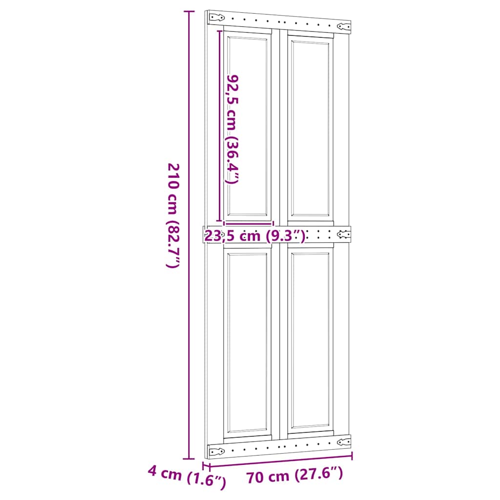 Πόρτα αχυρώνα CORONA 70x210 cm μασίφ ξύλο πεύκο - Pakobazaar