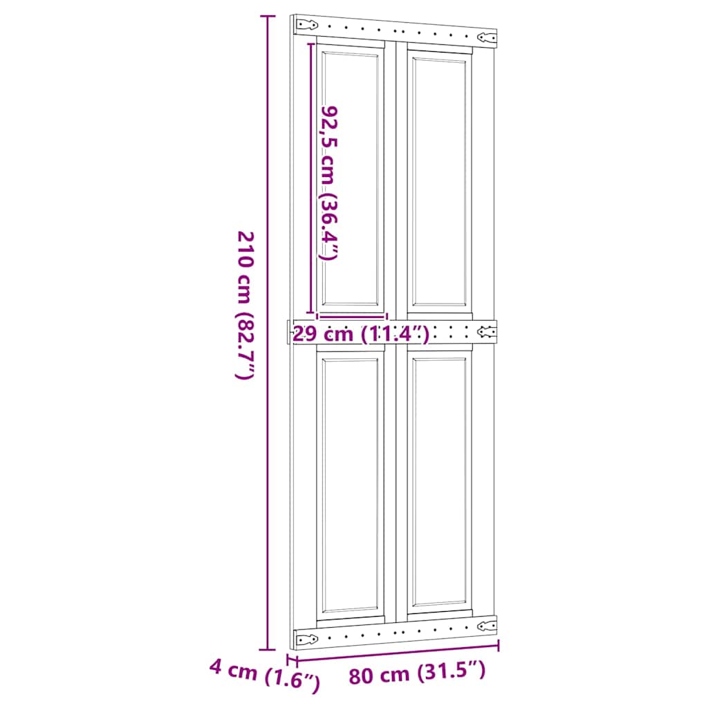 Πόρτα αχυρώνα CORONA 80x210 cm μασίφ ξύλο πεύκο - Pakobazaar