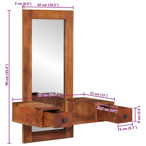 Καθρέπτης τοίχου με συρτάρια 60x33x90 cm Στερεό ξύλο ακακίας