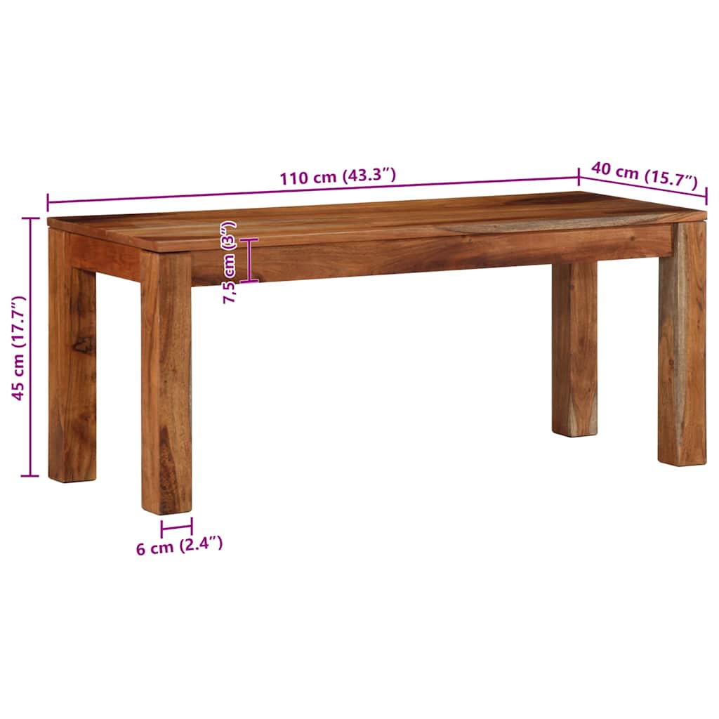 Πάγκος 110 cm Μασίφ Ξύλο Ακακία