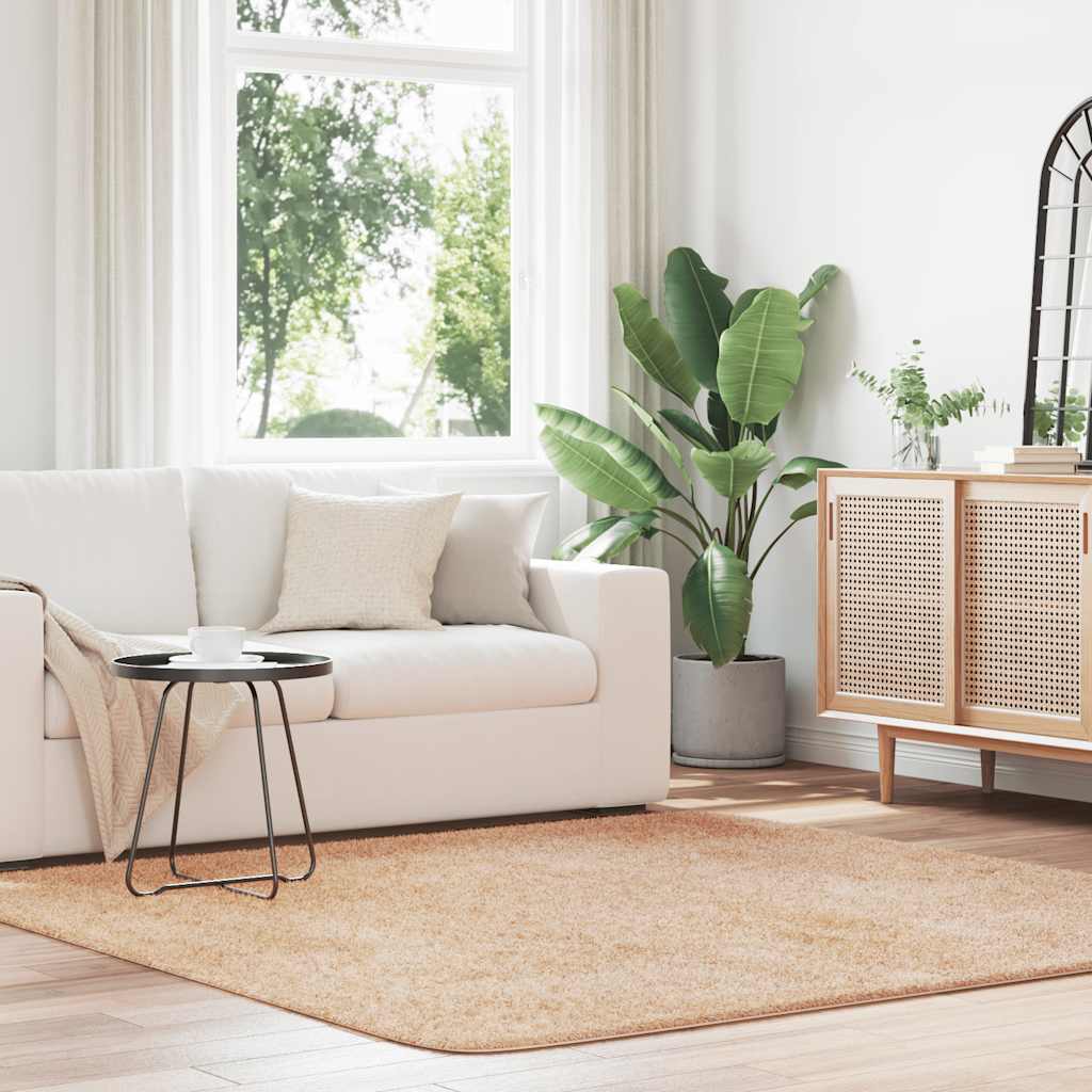 Χαλί Shaggy με Ψηλό Πέλος NAVARRA Μπεζ 200x200 εκ. πολυεστέρας