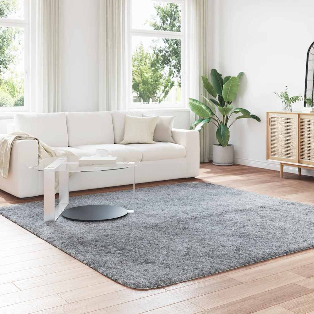 Χαλί Shaggy με Ψηλό Πέλος NAVARRA Ανοιχτό Γκρι 240x240 εκ. - Pakobazaar
