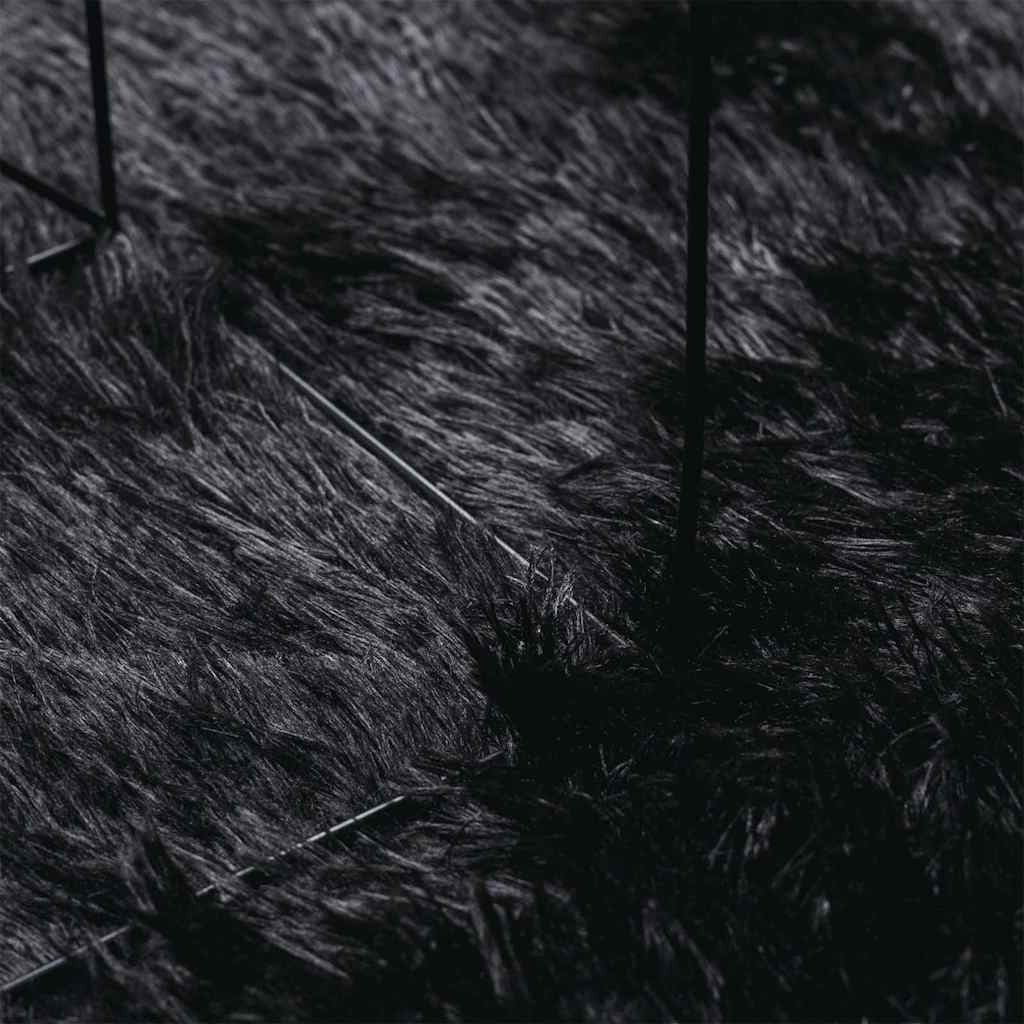 Χαλί Shaggy με Ψηλό Πέλος NAVARRA Μαύρο 100x100 εκ. πολυεστέρας