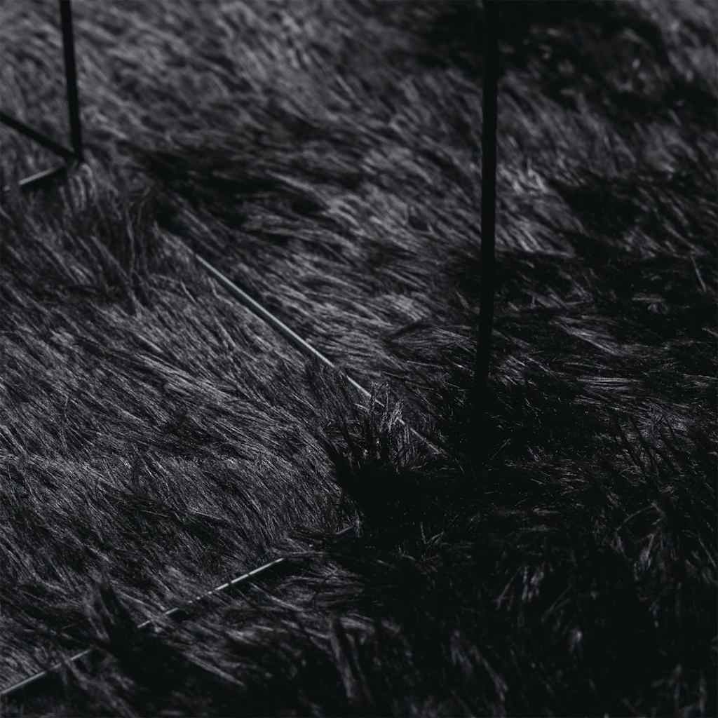 Χαλί Shaggy με Ψηλό Πέλος NAVARRA Μαύρο 200x200 εκ. πολυεστέρας