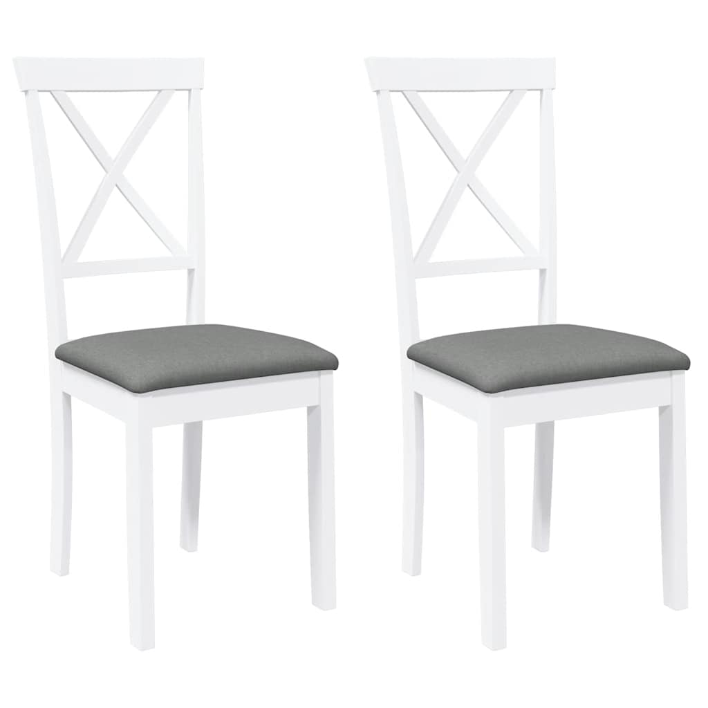 Καρέκλες τραπεζαρίας με μαξιλάρια 2 τεμάχια Λευκό μασίφ ξύλο