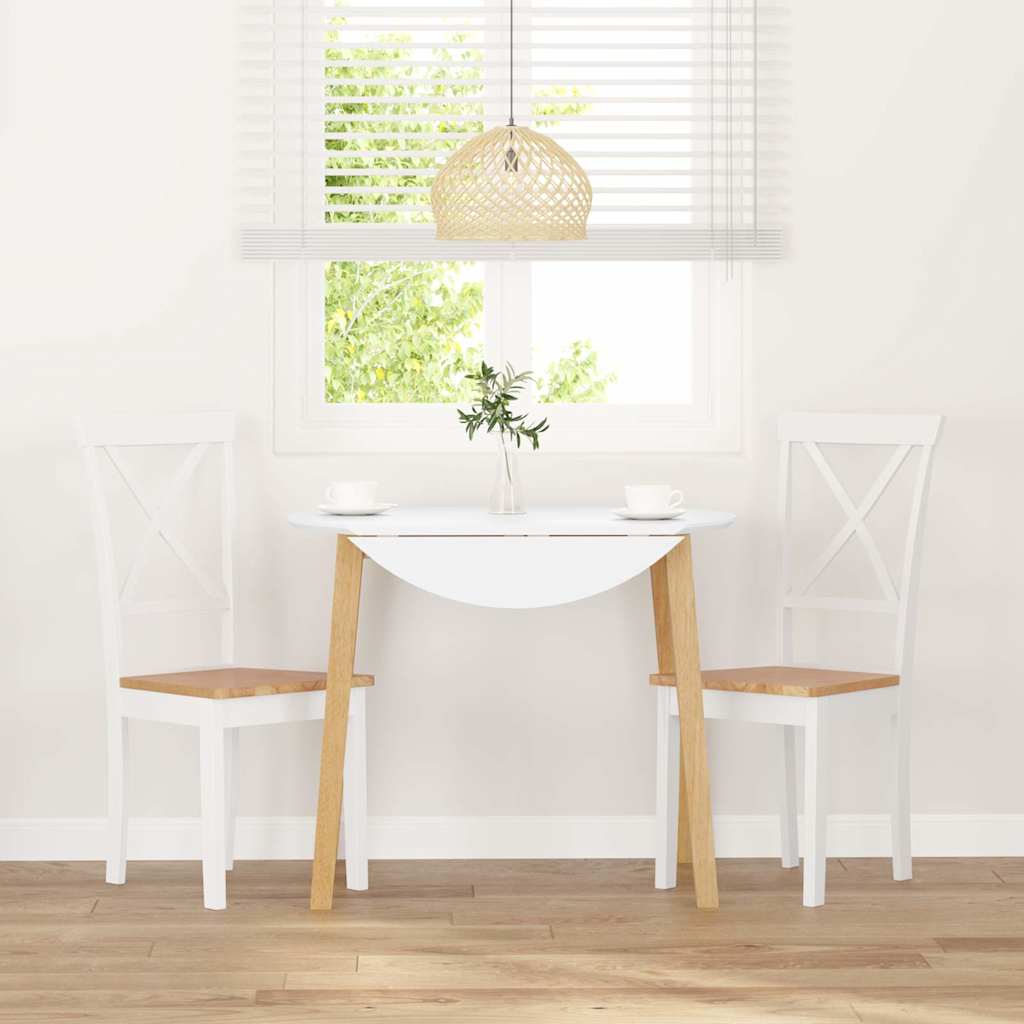 Καρέκλες τραπεζαρίας 2 τεμάχια Λευκό μασίφ ξύλο καουτσούκ - Pakobazaar