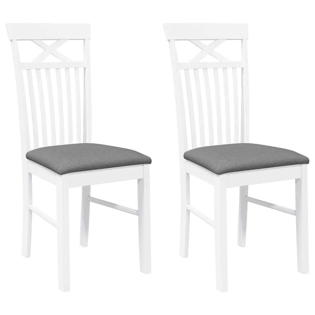 Καρέκλες τραπεζαρίας με μαξιλάρια 2 τεμάχια Λευκό μασίφ ξύλο - Pakobazaar