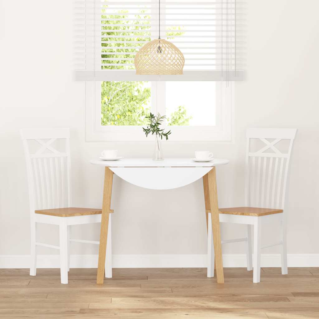 Καρέκλες τραπεζαρίας 2 τεμάχια Λευκό μασίφ ξύλο καουτσούκ - Pakobazaar