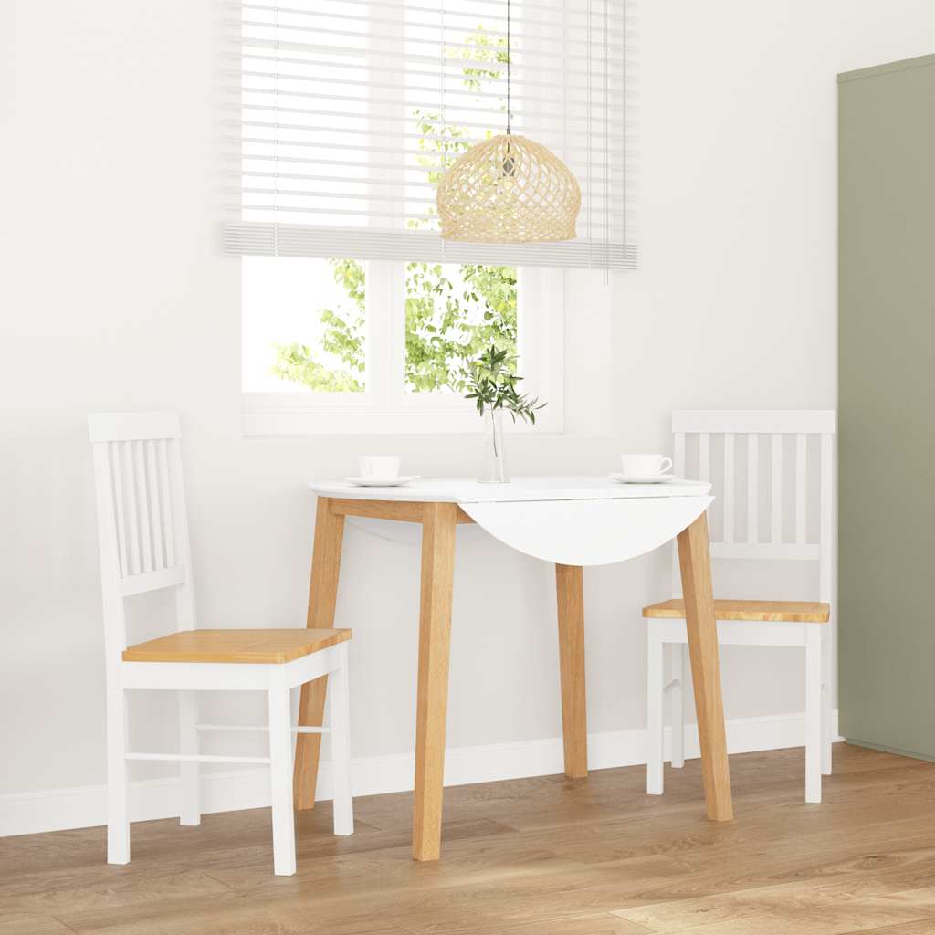 Καρέκλες τραπεζαρίας 2 τεμάχια Λευκό μασίφ ξύλο καουτσούκ