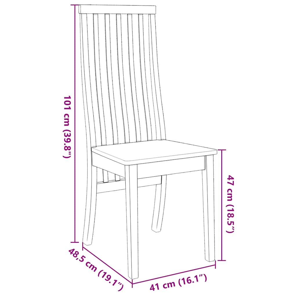Καρέκλες τραπεζαρίας 2 τεμάχια από μασίφ ξύλο καουτσούκ - Pakobazaar