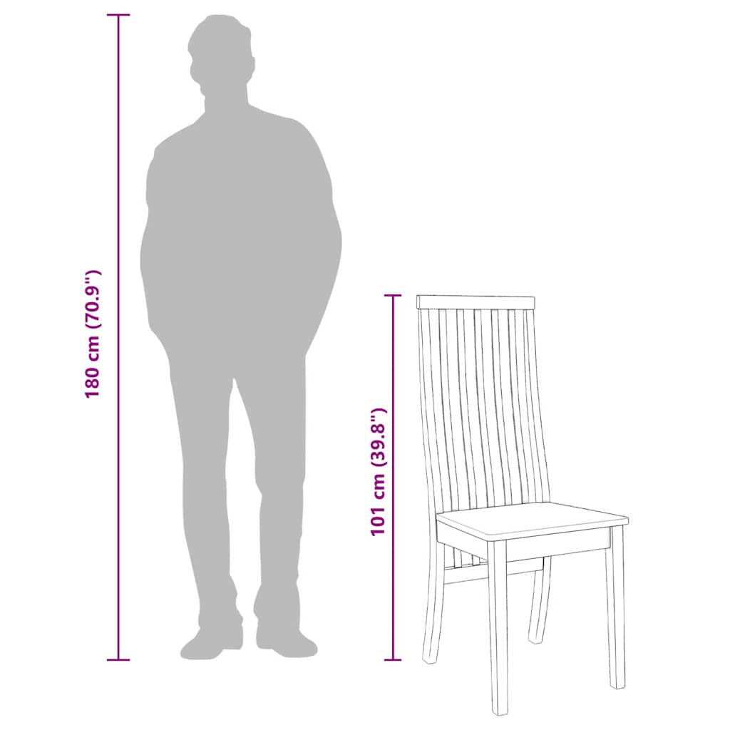 Καρέκλες τραπεζαρίας 2 τεμάχια από μασίφ ξύλο καουτσούκ - Pakobazaar