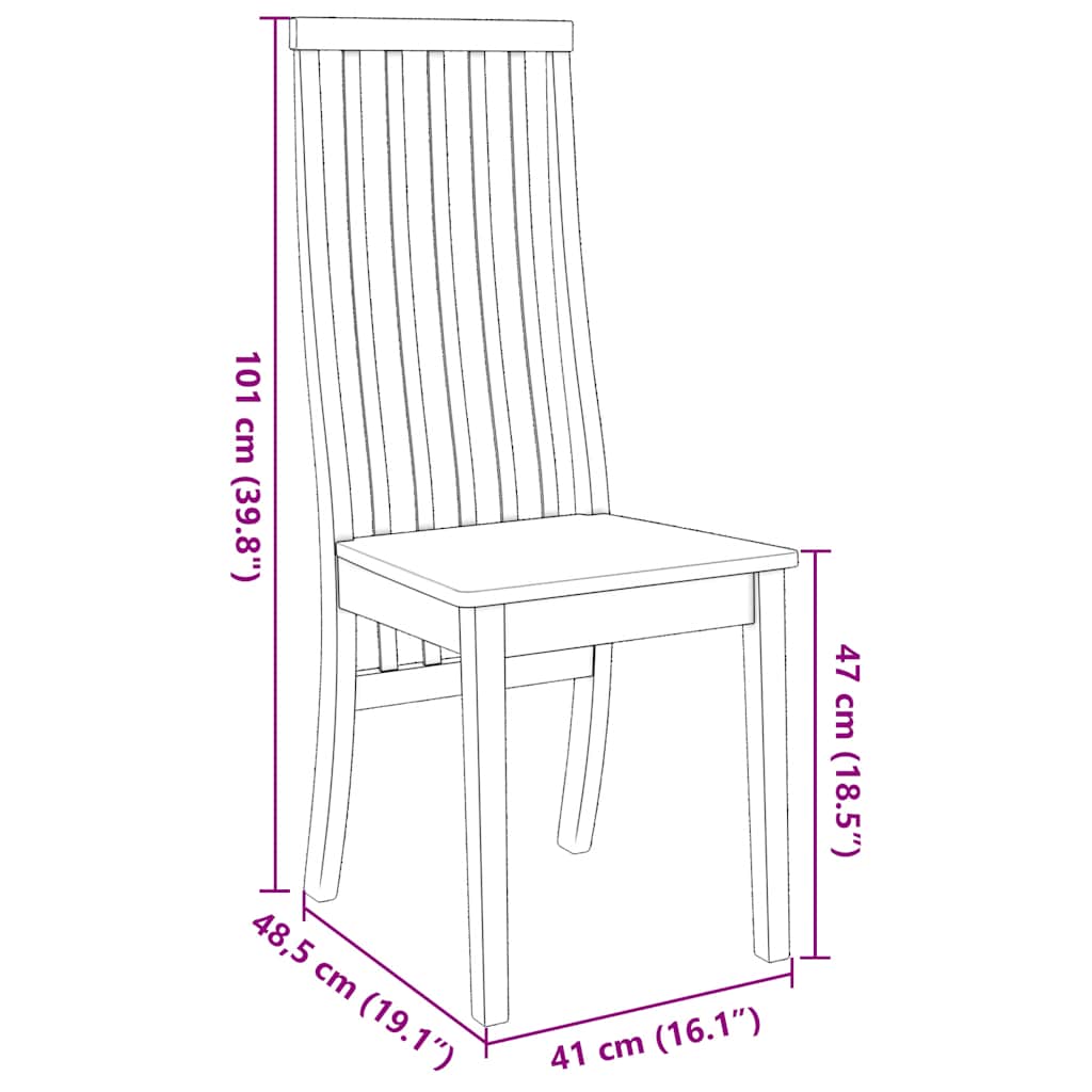 Καρέκλες τραπεζαρίας 2 τεμάχια Λευκό μασίφ ξύλο καουτσούκ