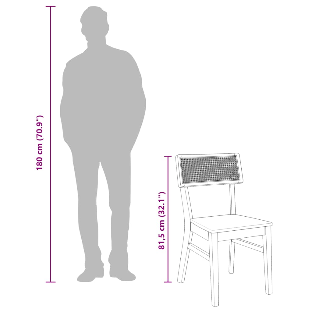 Καρέκλες τραπεζαρίας 2 τεμάχια από μασίφ ξύλο καουτσούκ - Pakobazaar