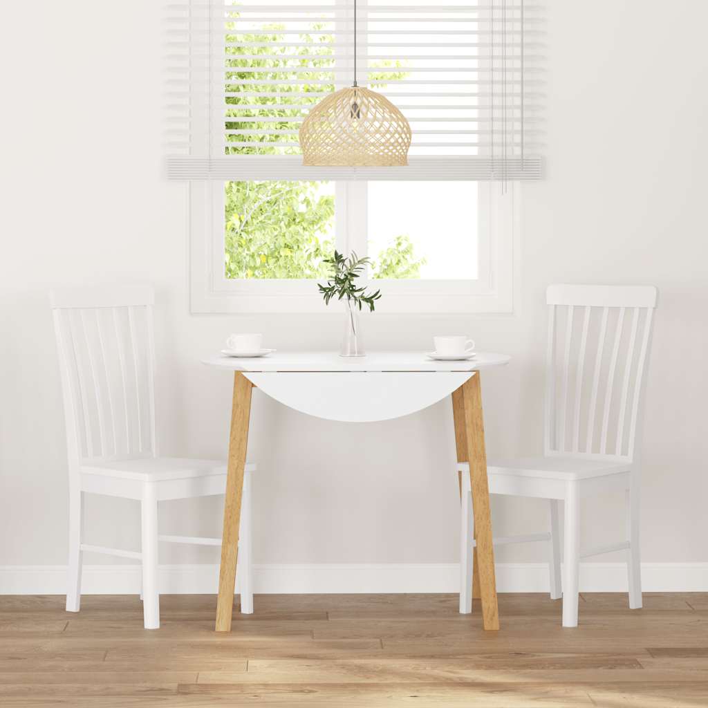 Καρέκλες τραπεζαρίας 2 τεμάχια Λευκό μασίφ ξύλο καουτσούκ