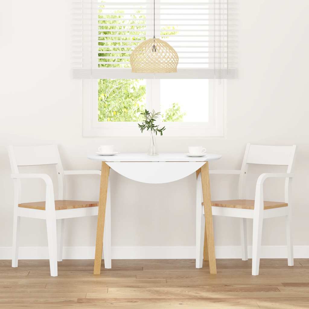 Καρέκλες τραπεζαρίας 2 τεμάχια Λευκό μασίφ ξύλο καουτσούκ - Pakobazaar