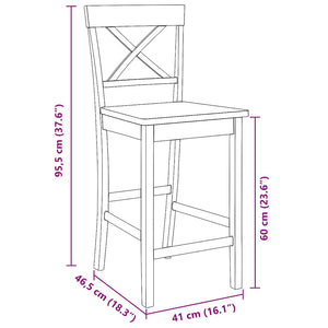 Σκαμπό Μπαρ 2 τεμ. από Φυσικό Μασίφ Ξύλο Καουτσούκ - Pakobazaar
