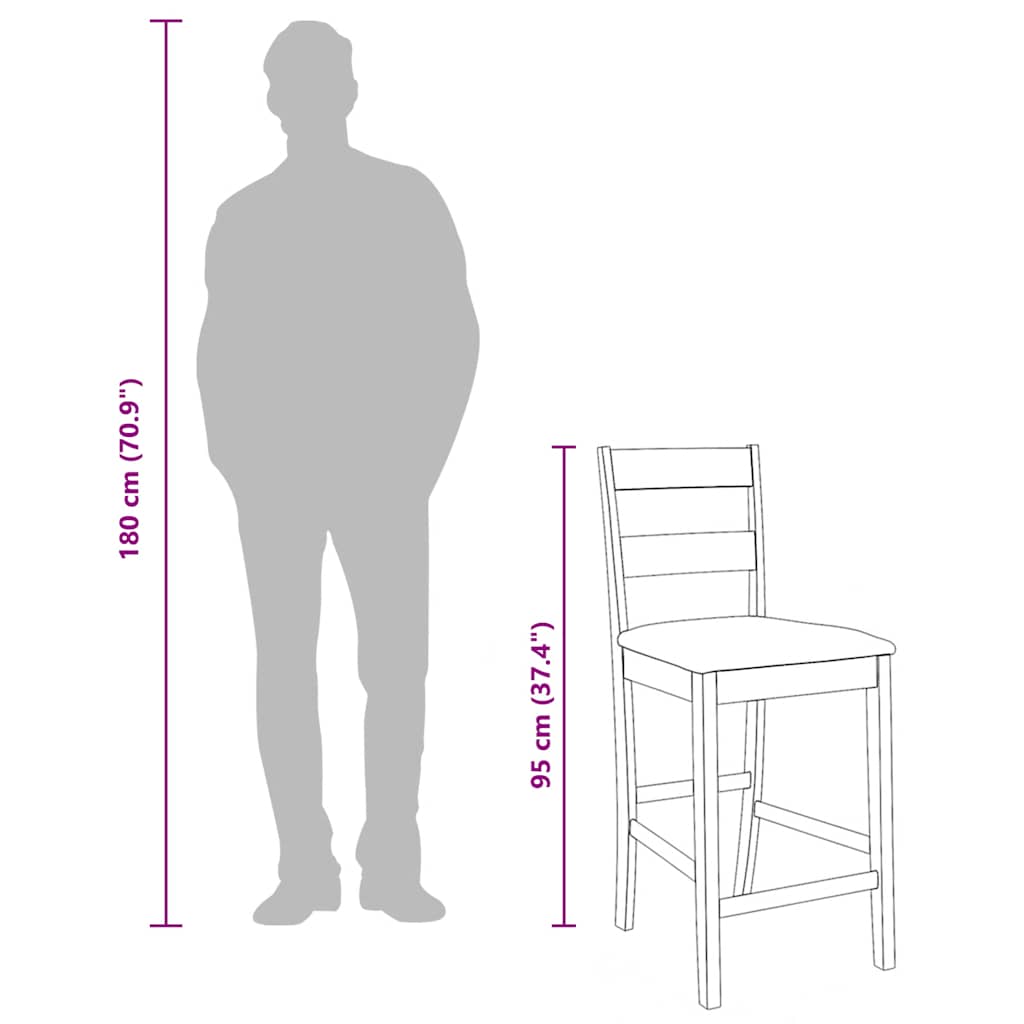 σκαμπό μπαρ με μαξιλάρια 2 τεμάχια καφέ μασίφ ξύλο καουτσούκ - Pakobazaar