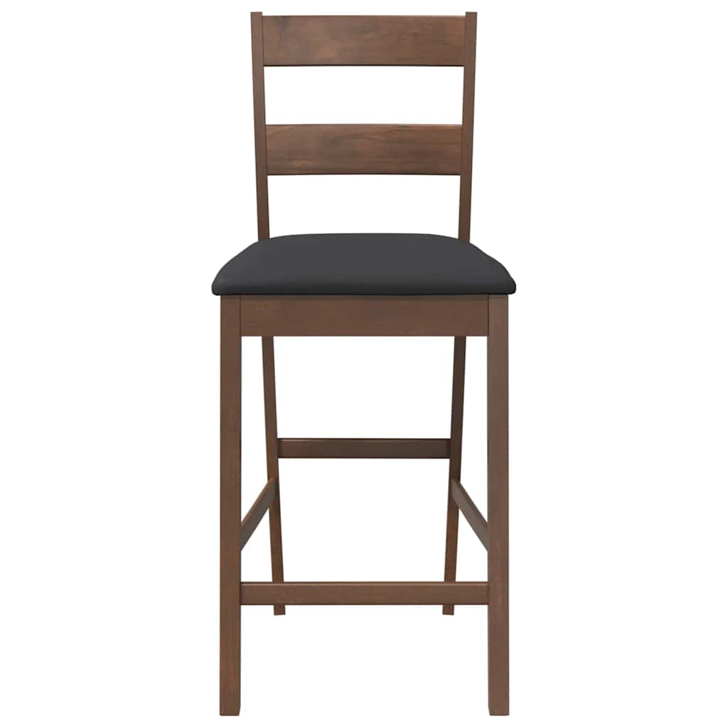 σκαμπό μπαρ με μαξιλάρια 2 τεμάχια καφέ μασίφ ξύλο καουτσούκ - Pakobazaar