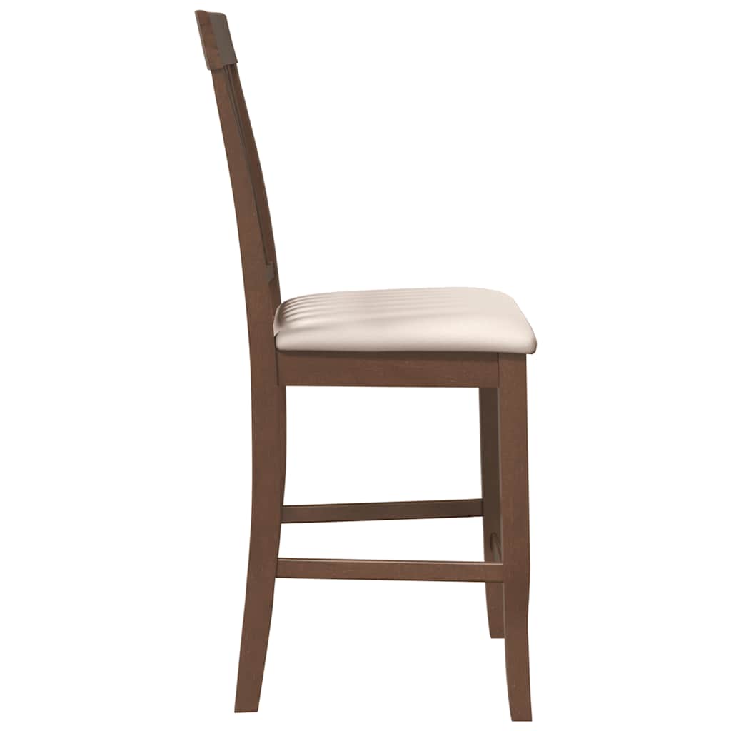 Σκαμπό Μπαρ με Μαξιλάρια 2 τεμ. Καφέ από Μασίφ Ξύλο Καουτσούκ - Pakobazaar