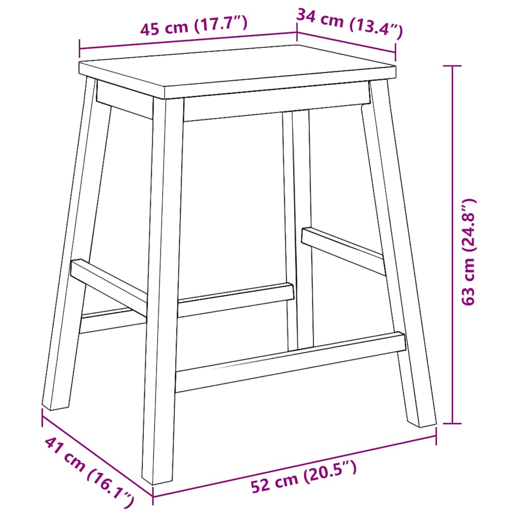 Καρέκλες μπαρ 2 τεμάχια Λευκό μασίφ ξύλο καουτσούκ - Pakobazaar