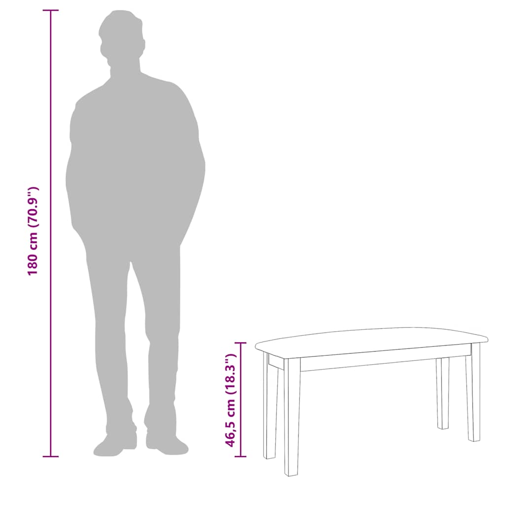 Πάγκος  90 cm Καφέ μασίφ ξύλο καουτσούκ