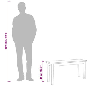 Πάγκος  90 cm από μασίφ ξύλο καουτσούκ