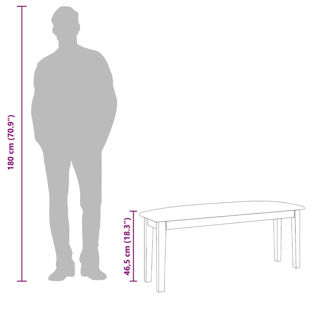 Πάγκος  110 cm μασίφ ξύλο καουτσούκ - Pakobazaar