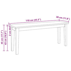 Πάγκος  110 cm Λευκό μασίφ ξύλο καουτσούκ