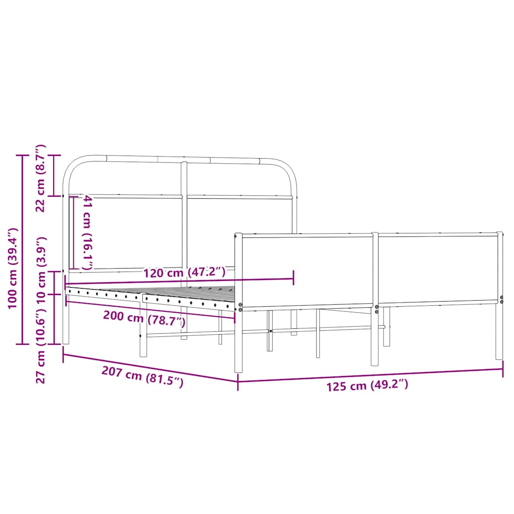 Πλαίσιο Κρεβατιού Χωρ. Στρώμα Sonoma Δρυς 120x200εκ. Επ. Ξύλο