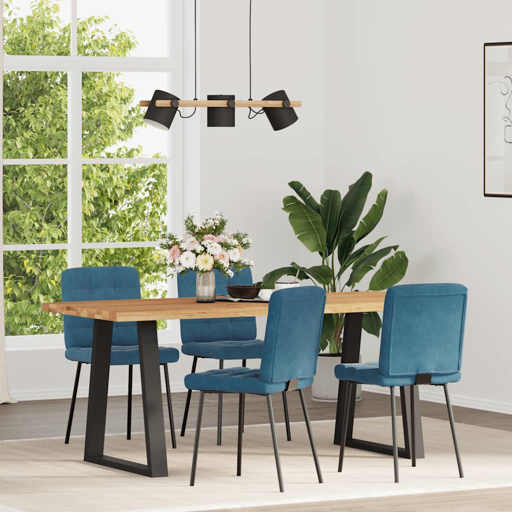 Καρέκλες Τραπεζαρίας 4 τεμ. Μπλε Βελούδινες