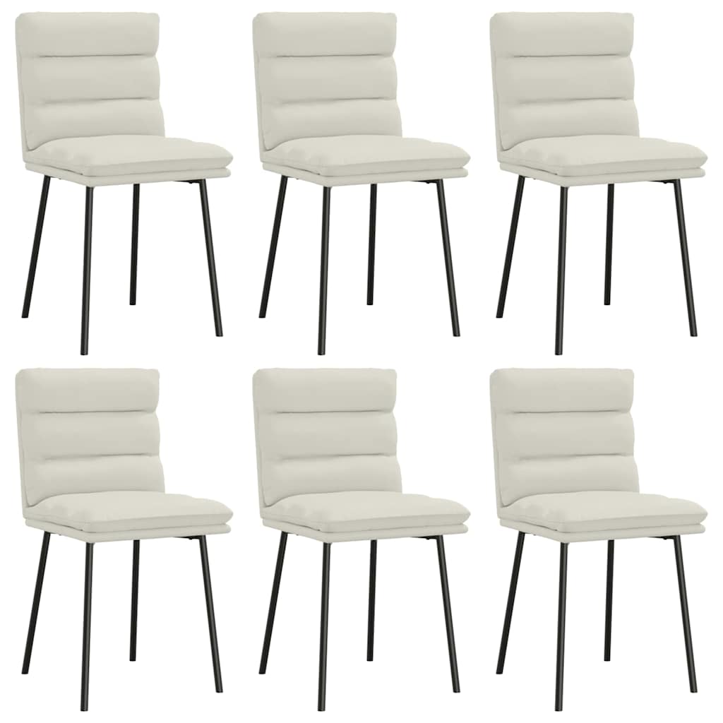 Καρέκλες Τραπεζαρίας 6 τεμ. Κρεμ Βελούδινες
