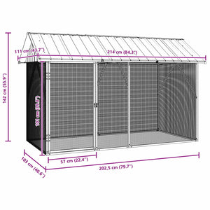 Κλουβί Πουλιών Ανθρακί 227 x 112 x 141 εκ.