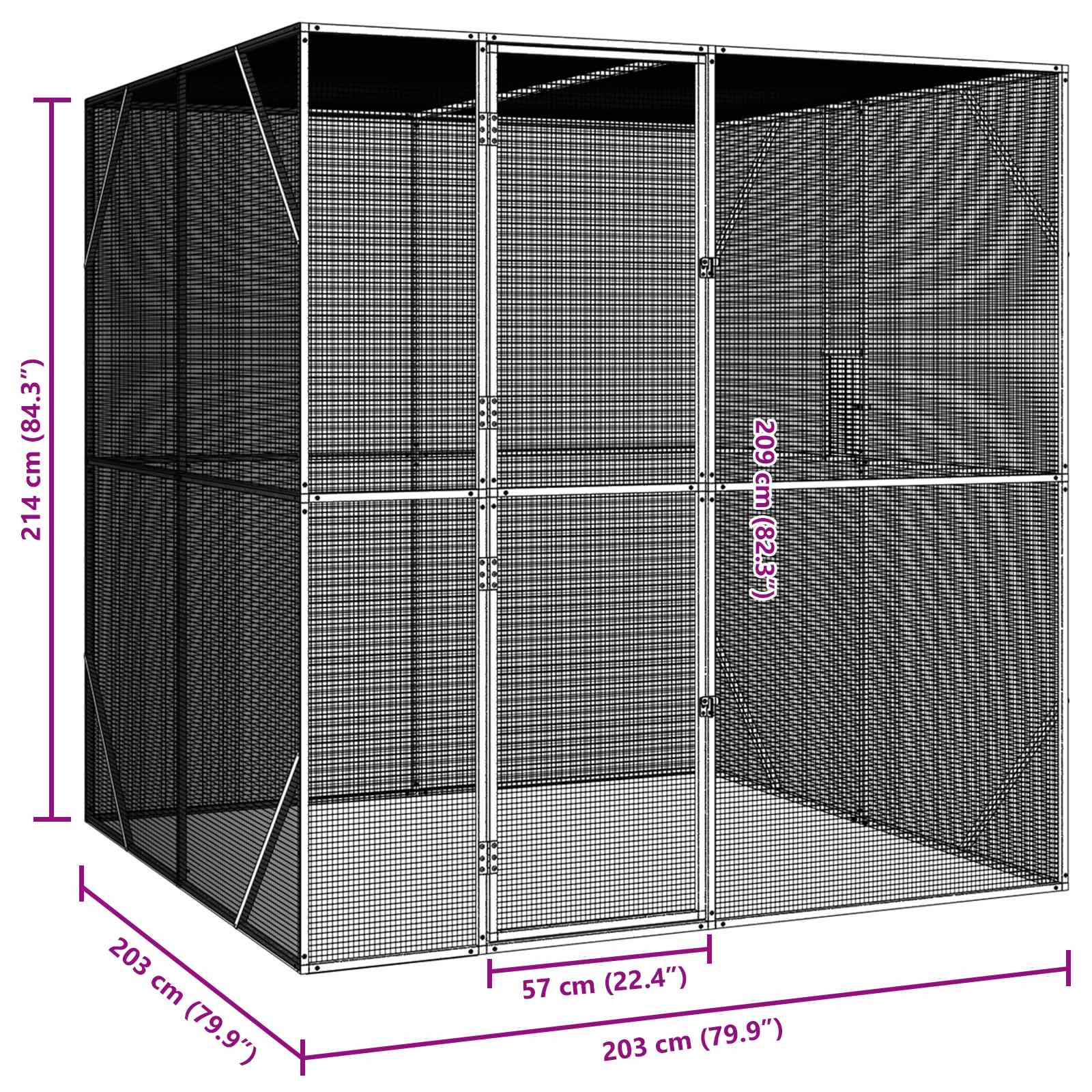 Κλουβί Πουλιών Ανθρακί 209 x 202 x 214 εκ Γαλβανισμένος χάλυβας - Pakobazaar