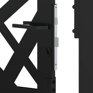 Πόρτα Κήπου Μαύρη με Φωτιστικό Ατσάλι 100x150 εκ.