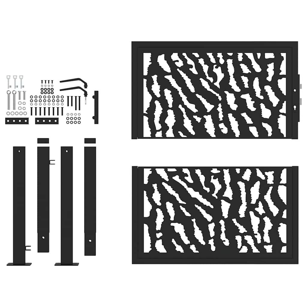 Πόρτα Κήπου Μαύρη με Σχέδιο Ατσάλινης Γραμμής 100x100 εκ. - Pakobazaar