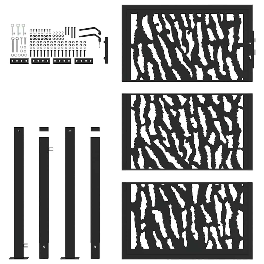 Πόρτα Κήπου Μαύρη με Σχέδιο Ατσάλινης Γραμμής 100x150 εκ.