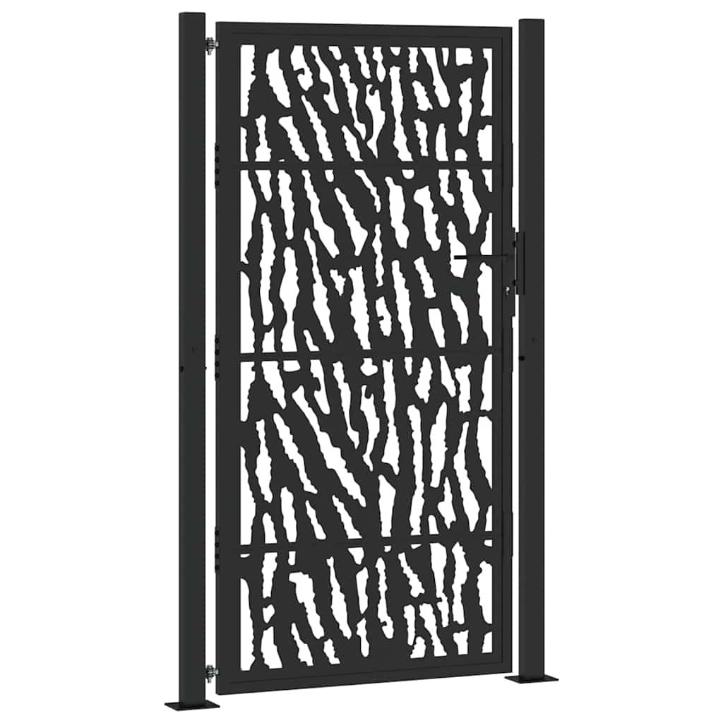 Πόρτα Κήπου Μαύρη με Σχέδιο Ατσάλινης Γραμμής 100x175 εκ. - Pakobazaar