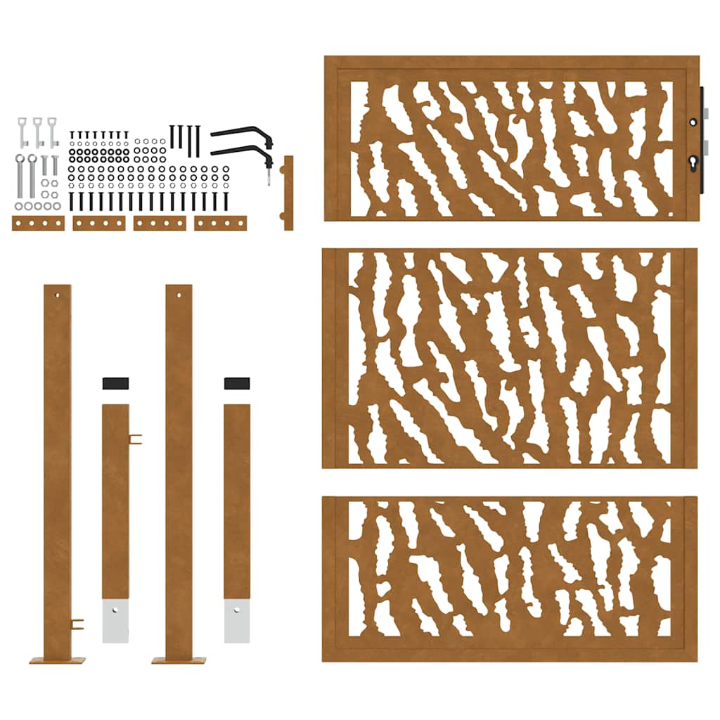 Πόρτα Κήπου με Σχέδιο από Ατσάλι με Αντιστατική Βάση 100x125 εκ.