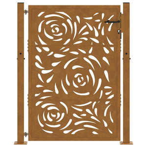 Πόρτα Κήπου 100x125 εκ. από Ατσάλι με Σχέδιο Φλόγας για Αντοχή στις Καιρικές Συνθήκες