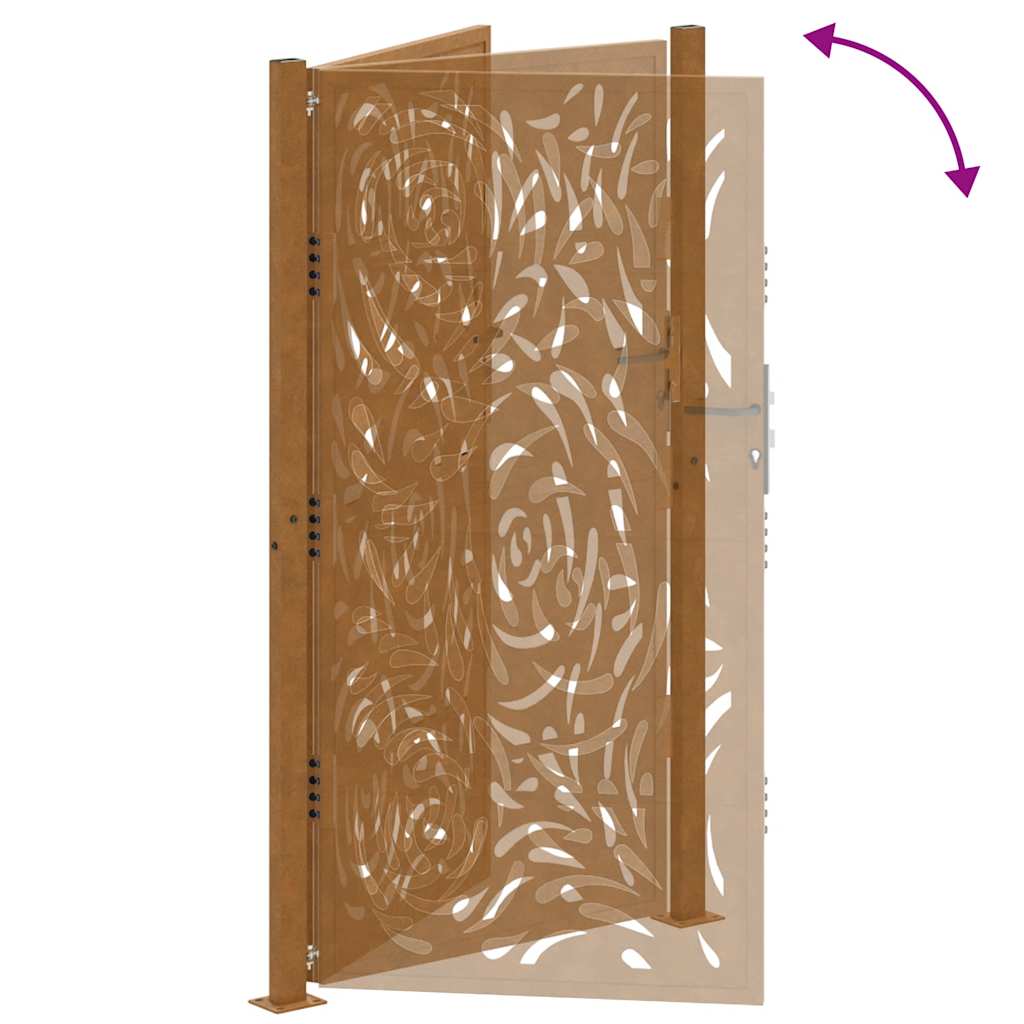 Πόρτα Κήπου 100x175 εκ. από Ατσάλι με Σχέδιο Φλόγας για Αντοχή στις Καιρικές Συνθήκες