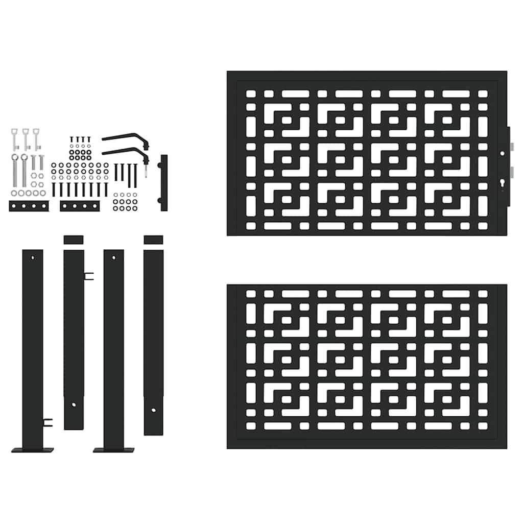 Πόρτα Κήπου Μαύρη με Σταυρό από Ατσάλι 100x100 εκ. - Pakobazaar