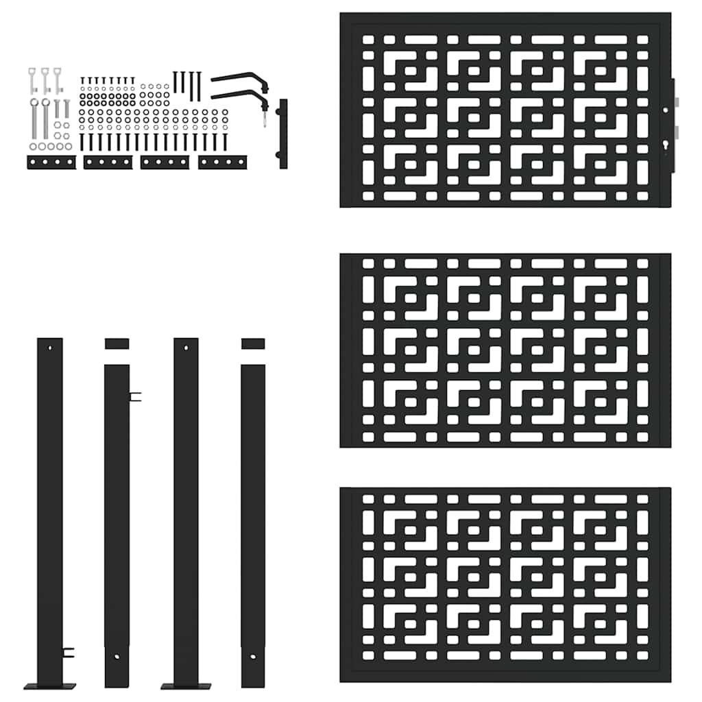 Πόρτα Κήπου Μαύρη 100x150 εκ. με Σταυρό από Ατσάλι - Pakobazaar