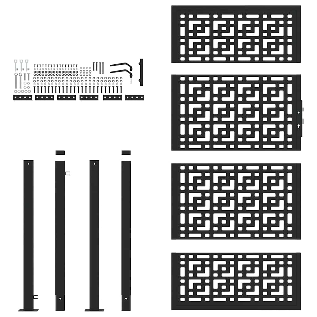 Πόρτα Κήπου Μαύρη με Σταυρό 100x175 εκ. από Ατσάλι - Pakobazaar