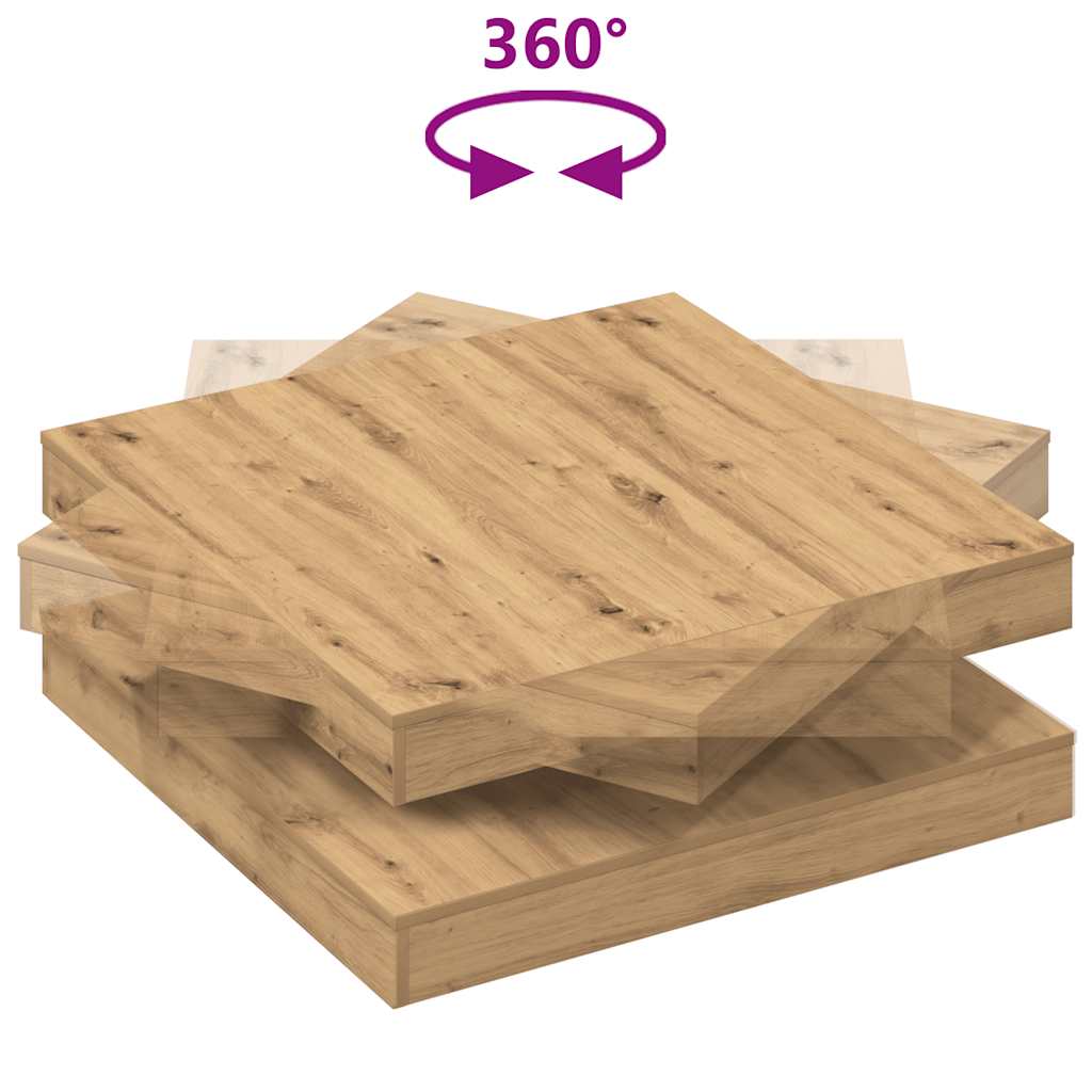 Τραπεζάκι Σαλονιού Artisan Δρυς Περιστρεφόμενο 360 Μοίρες 90x90x34,5 εκ. - Pakobazaar