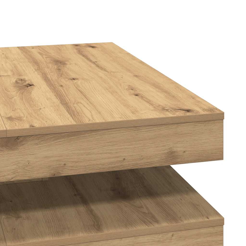 Τραπεζάκι Σαλονιού Artisan Δρυς Περιστρεφόμενο 360 Μοίρες 90x90x34,5 εκ. - Pakobazaar