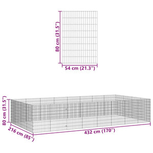 Περίφραξη Ζώων Ελεύθερης Βοσκής 24 Πάνελ 54x80 εκ. Γαλβ. Σίδερο