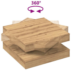 Τραπεζάκι Σαλονιού Artisan Δρυς με Περιστροφή 360 Μοίρες 70x70x34,5 εκ. - Pakobazaar