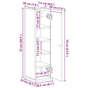 Ντουλάπι μπάνιου με θήκη για ρολό λευκό 20,5x22x72 cm
